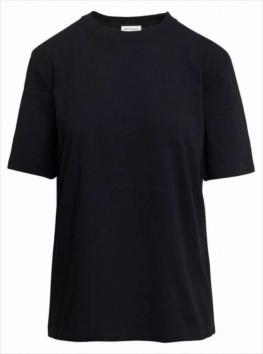 Saint Laurent Short-Sleeved Crew Neck T-Shirt With Tonal Embroidery