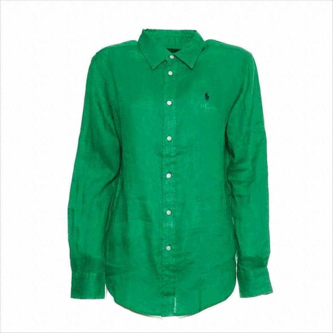 Polo Ralph Lauren Long-Sleeved Linen Shirt With Classic Collar And Curved Hem