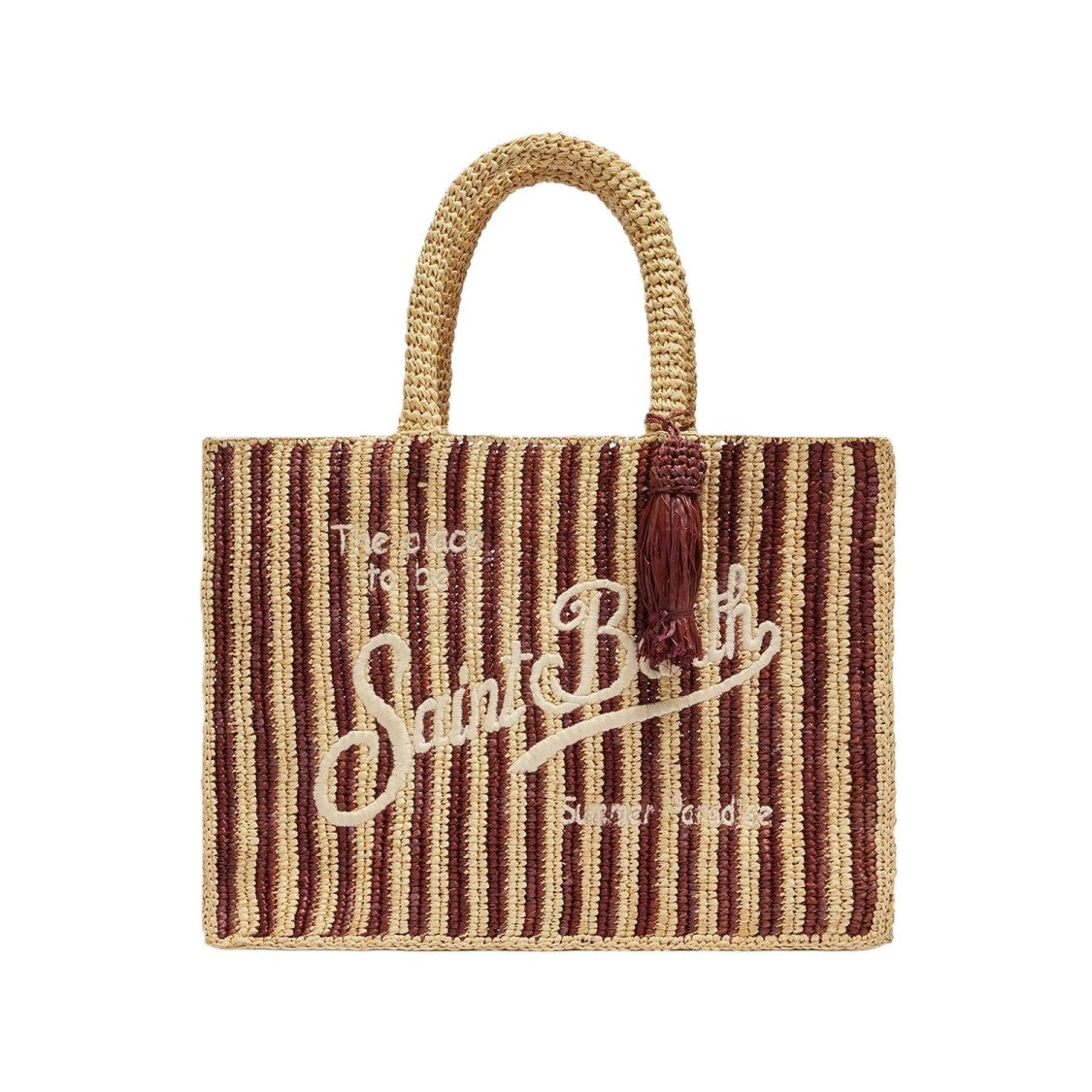 Mc2 Saint Barth Rectangular Woven Tote Bag With Textured Logo