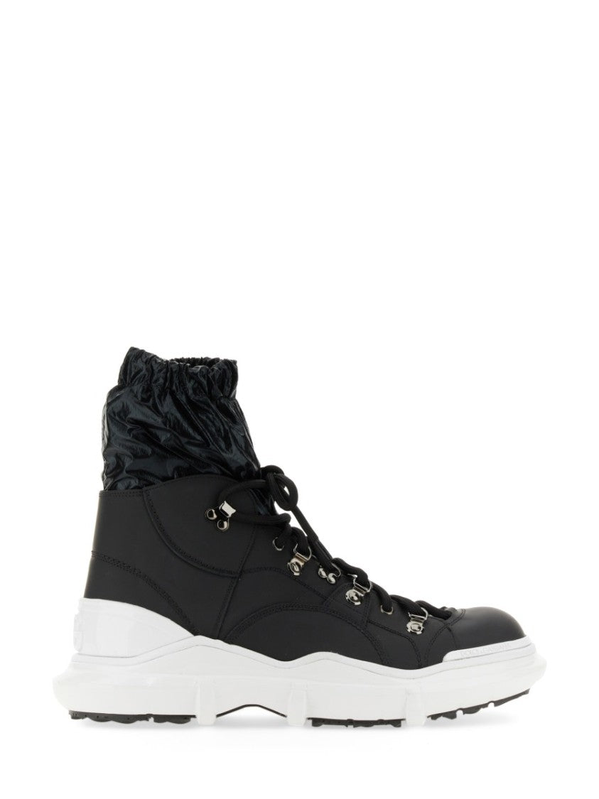 Dolce & Gabbana Lace-Up Boots With Glossy Ankle Collar