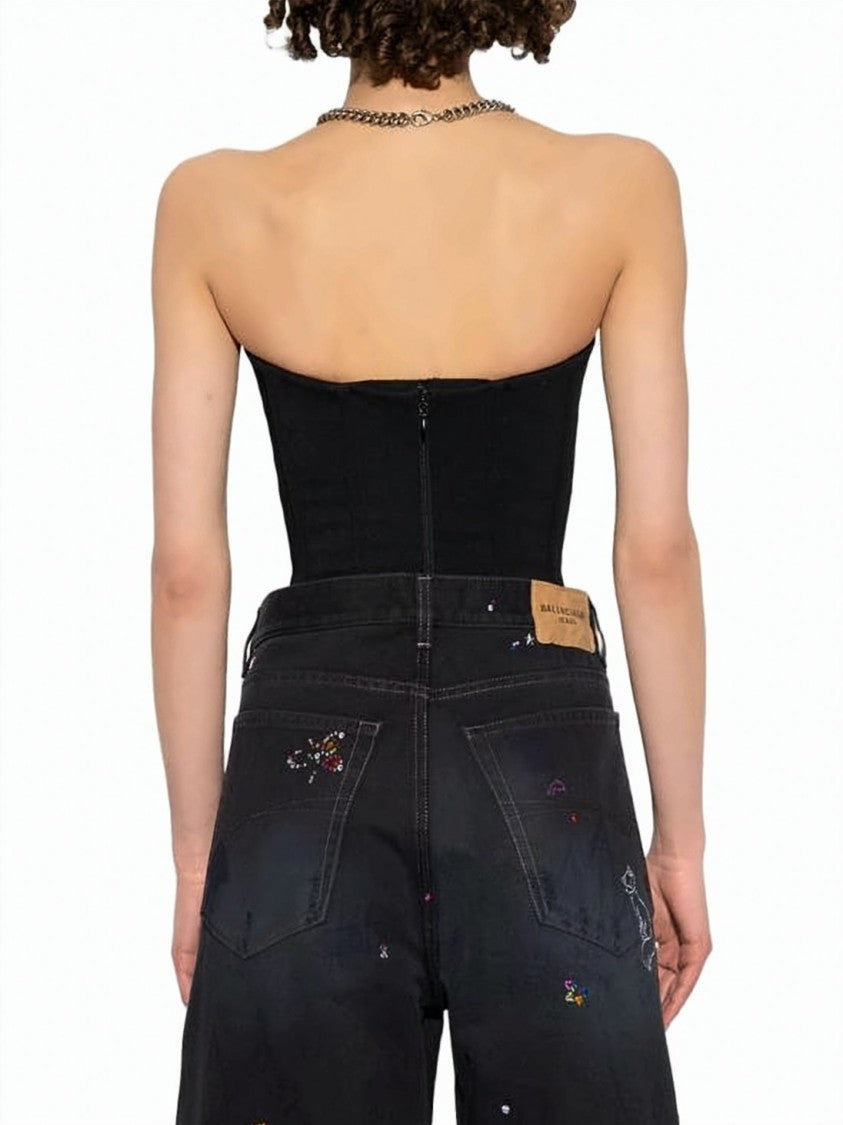 Balenciaga Strapless Corset-Style Top With Structured Seams