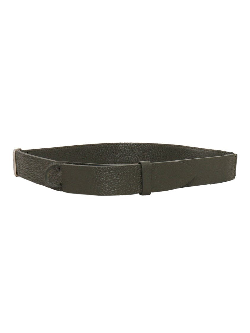 Claudio Orciani Textured Green Calf Leather Belt With Integrated Buckle