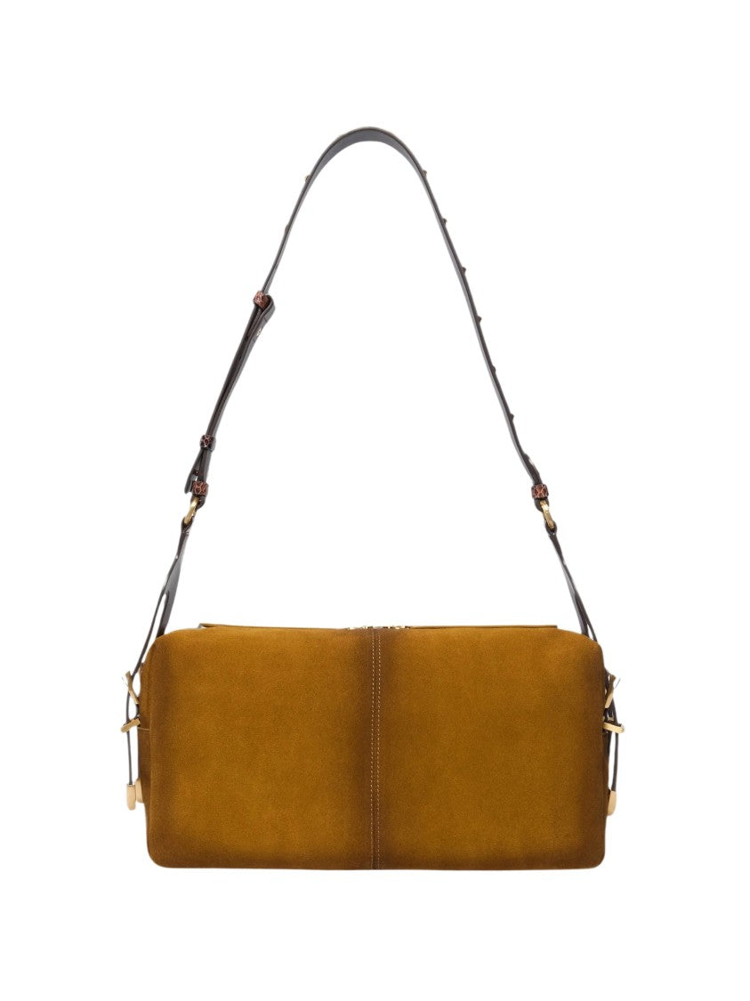 Pinko Mustard Yellow Suede Shoulder Bag