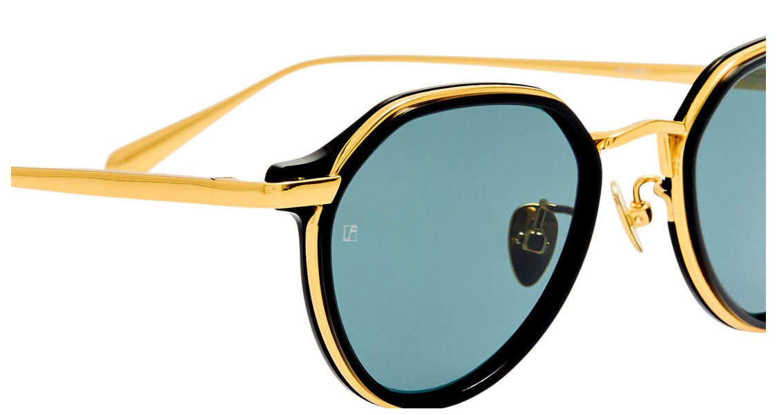 Linda Farrow Lfl Geometric Octagonal Sunglasses In Gold-Tone Titanium