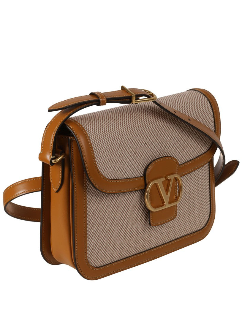 Valentino Garavani Structured Beige Calfskin Shoulder Bag