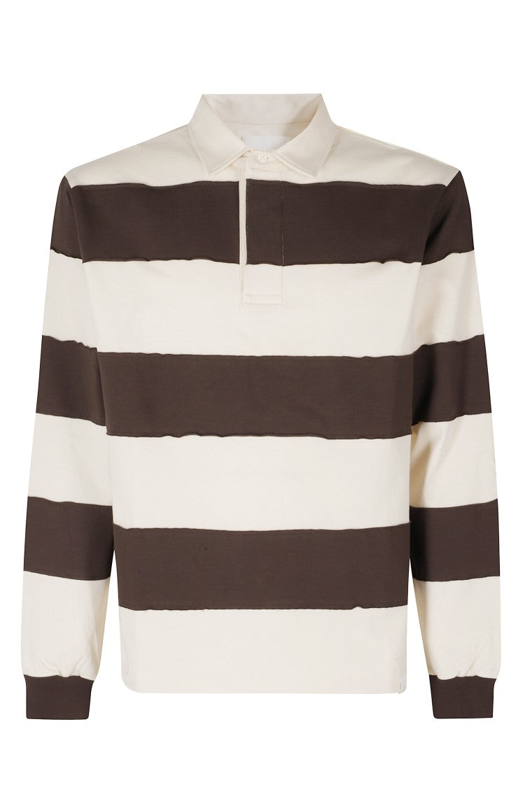 Woc Ivory Chocolate Striped Rugby Polo Shirt