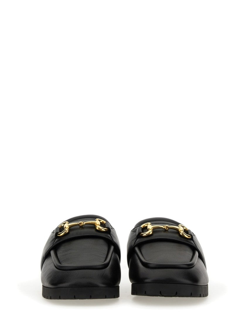 Gucci Men's Leather Sabot Shoe With Clamp Detail