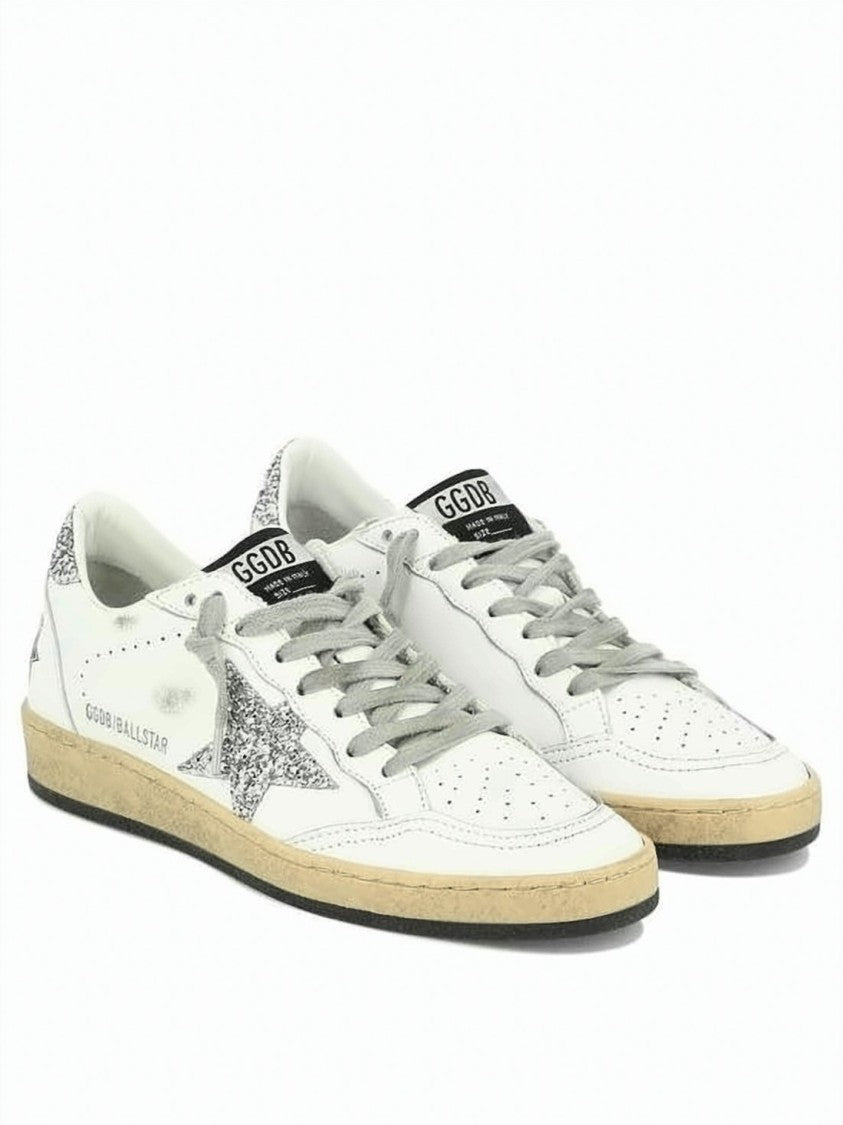 Golden Goose Glitter Star Sneakers With Silver Accents
