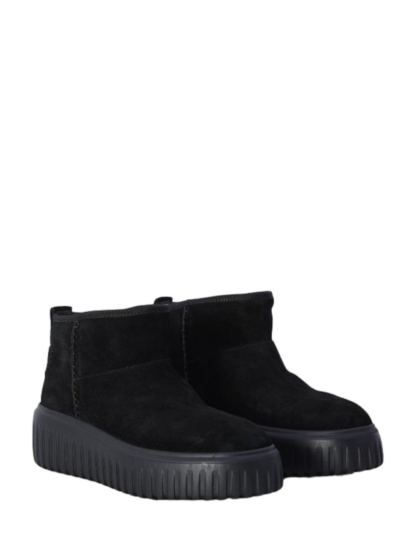 Hogan Black Ankle Boots With Soft Suede Upper