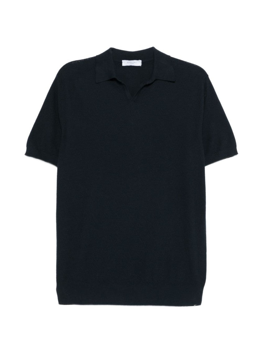 Boglioli Textured Knit Short-Sleeved Polo Shirt
