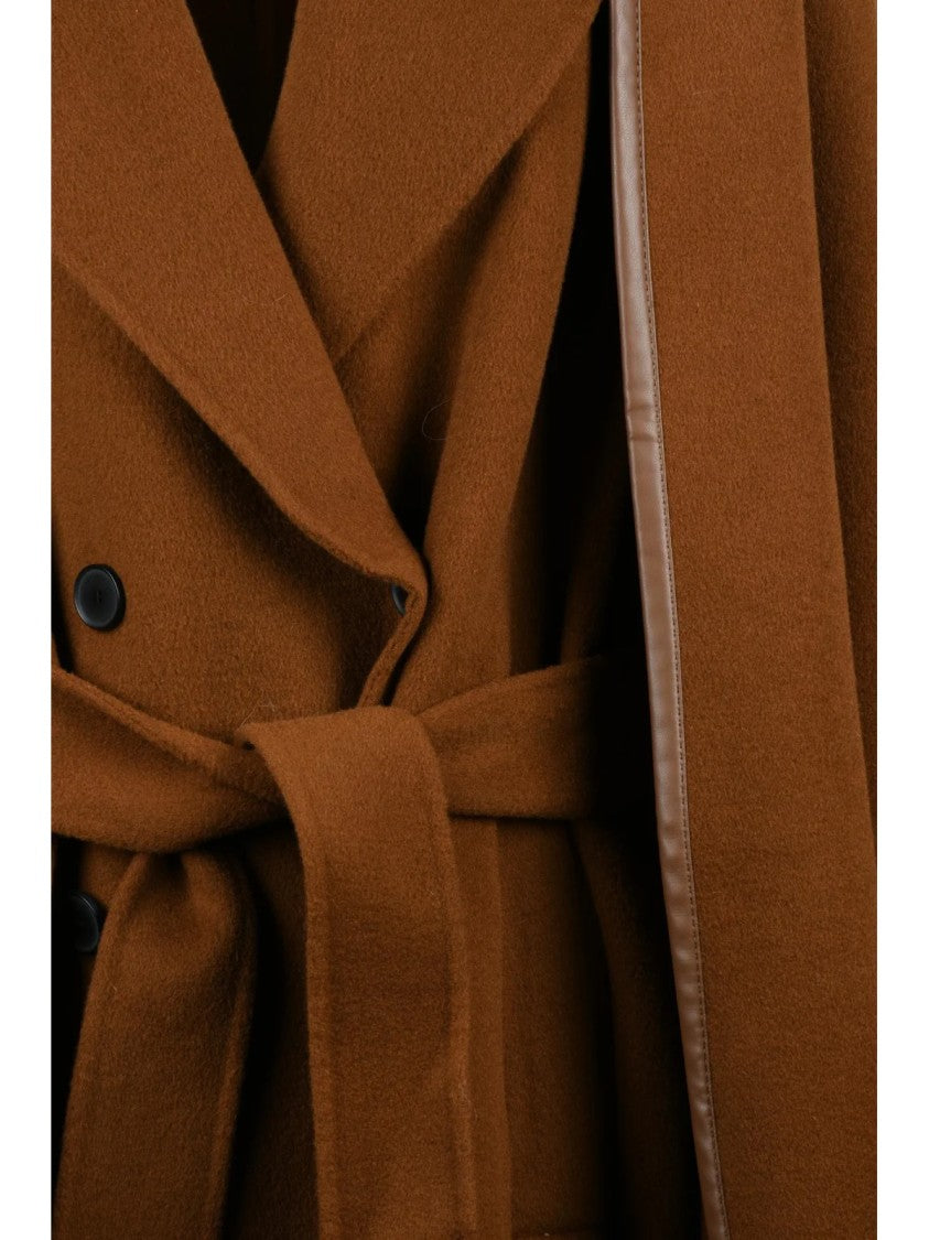 Liviana Conti Brown Wool Oversized Coat