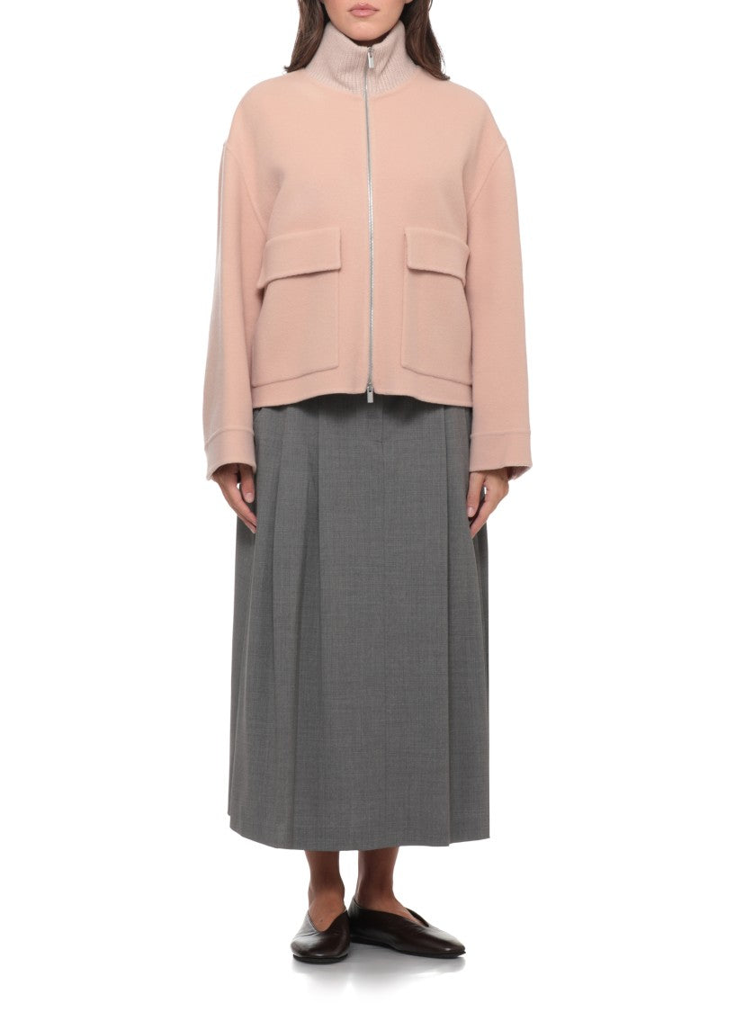Peserico Cropped Pink Peserico Jacket With Metallic Knit Accents