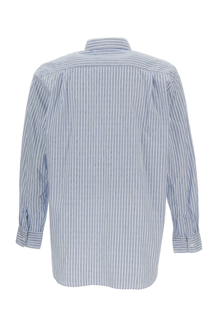 Comme Des Garçons Vertical Stripe Long-Sleeve Shirt With Embroidered Logo