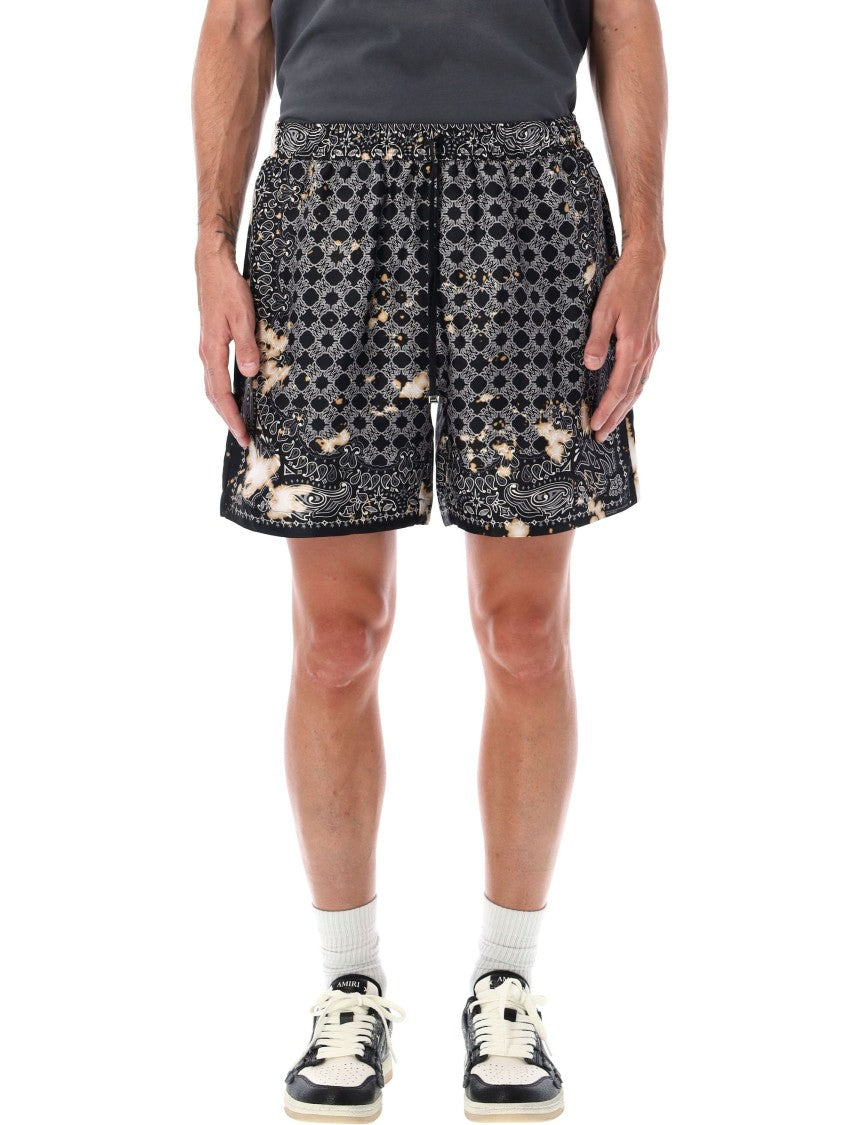 Amiri Bleach Bandana Print Silk Shorts