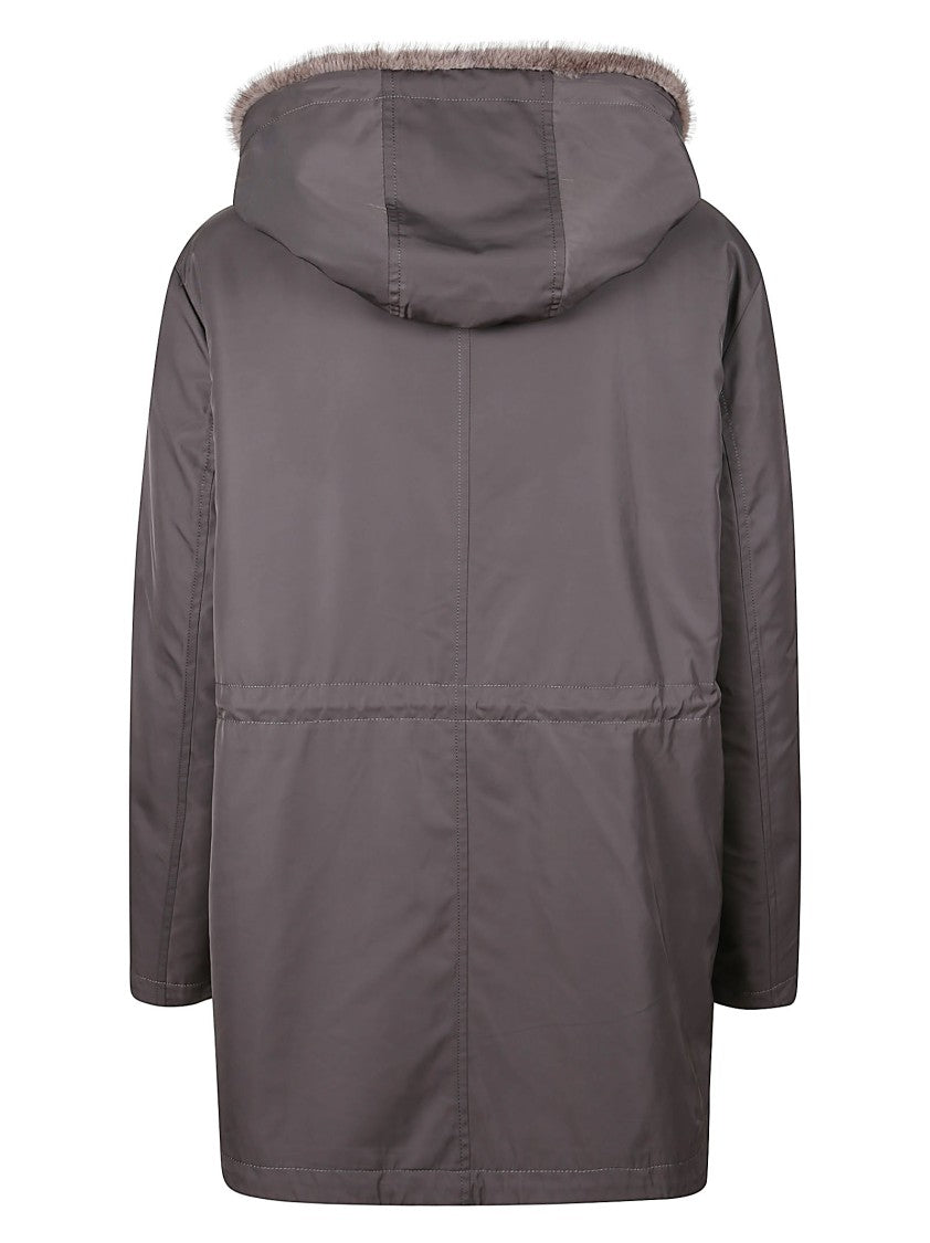 Lou Andrea Reversible Grey Coat With Faux Fur And Hood