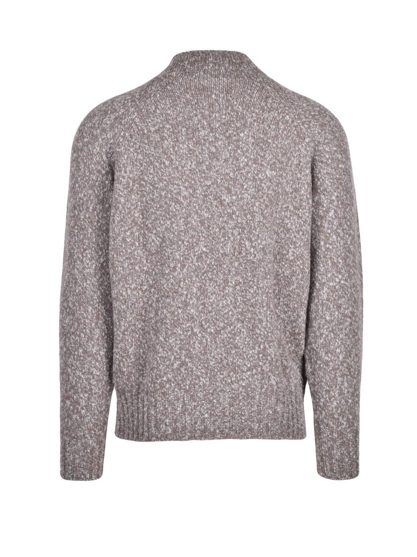 Drumohr Grey/Brown Speckled Wool Turtleneck Sweater