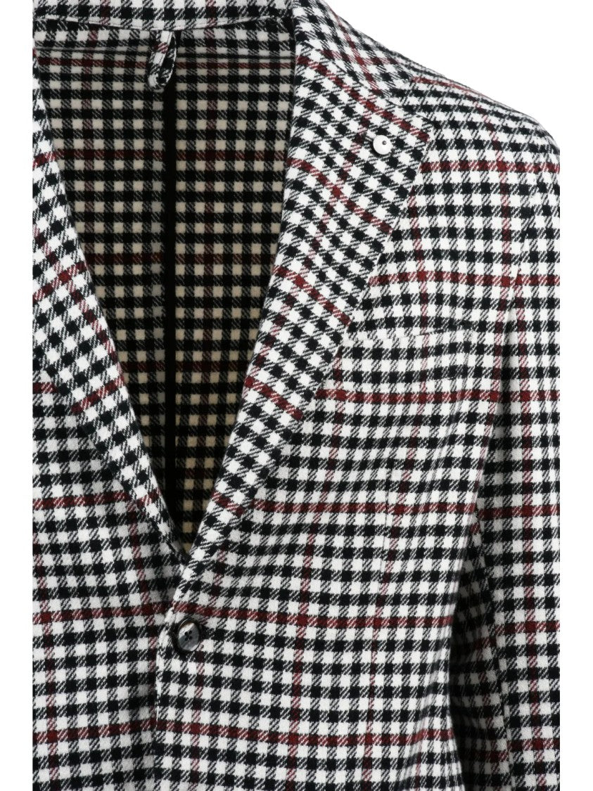 L.B.M. 1911 Rounded Checkered Jacket With Button Closure And Tailored Fit