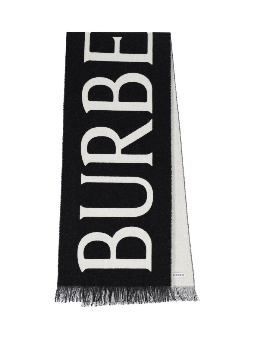 Burberry "B Shield" Reversible Scarf – Black/Cream