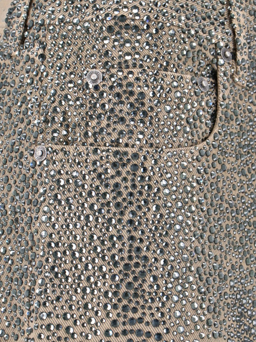 Golden Goose Straight-Leg Jeans With Rhinestones – Beige