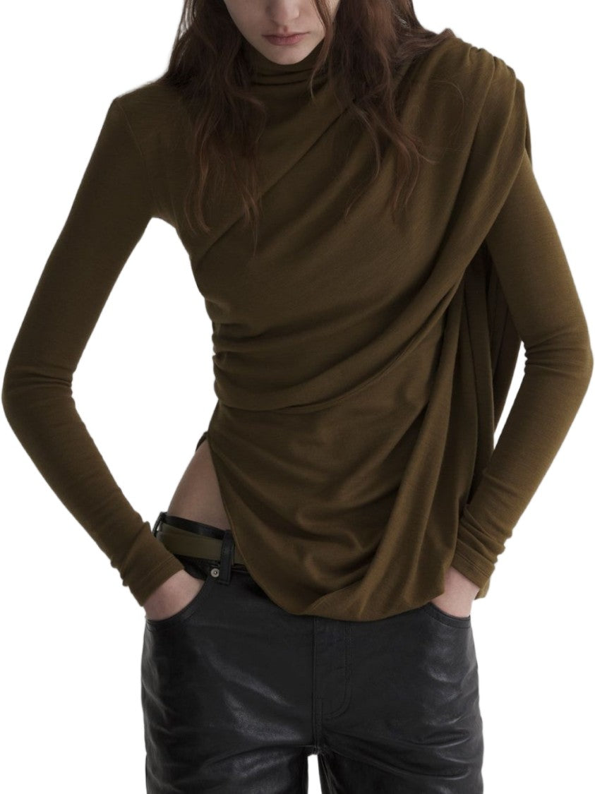 Mugler Asymmetrical Draped Flowing Panel Top
