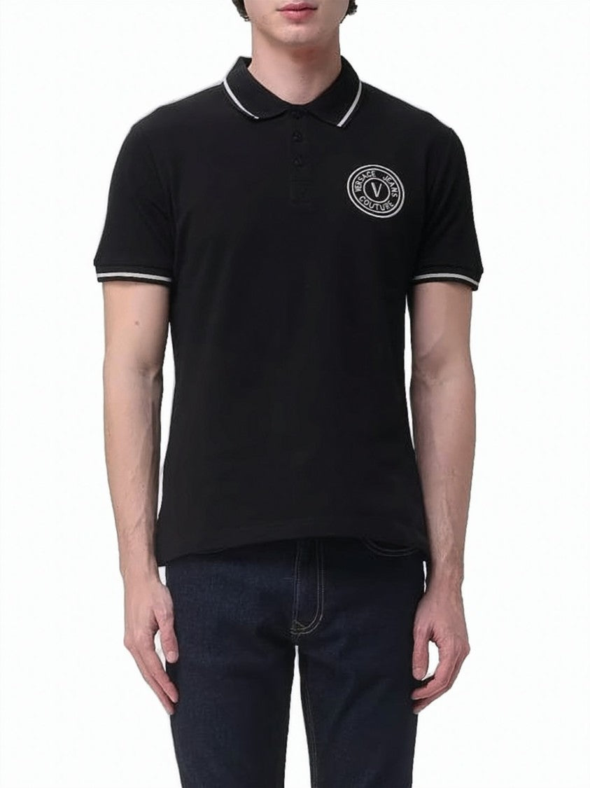 Versace Short-Sleeved Polo Shirt With Contrasting Stripes