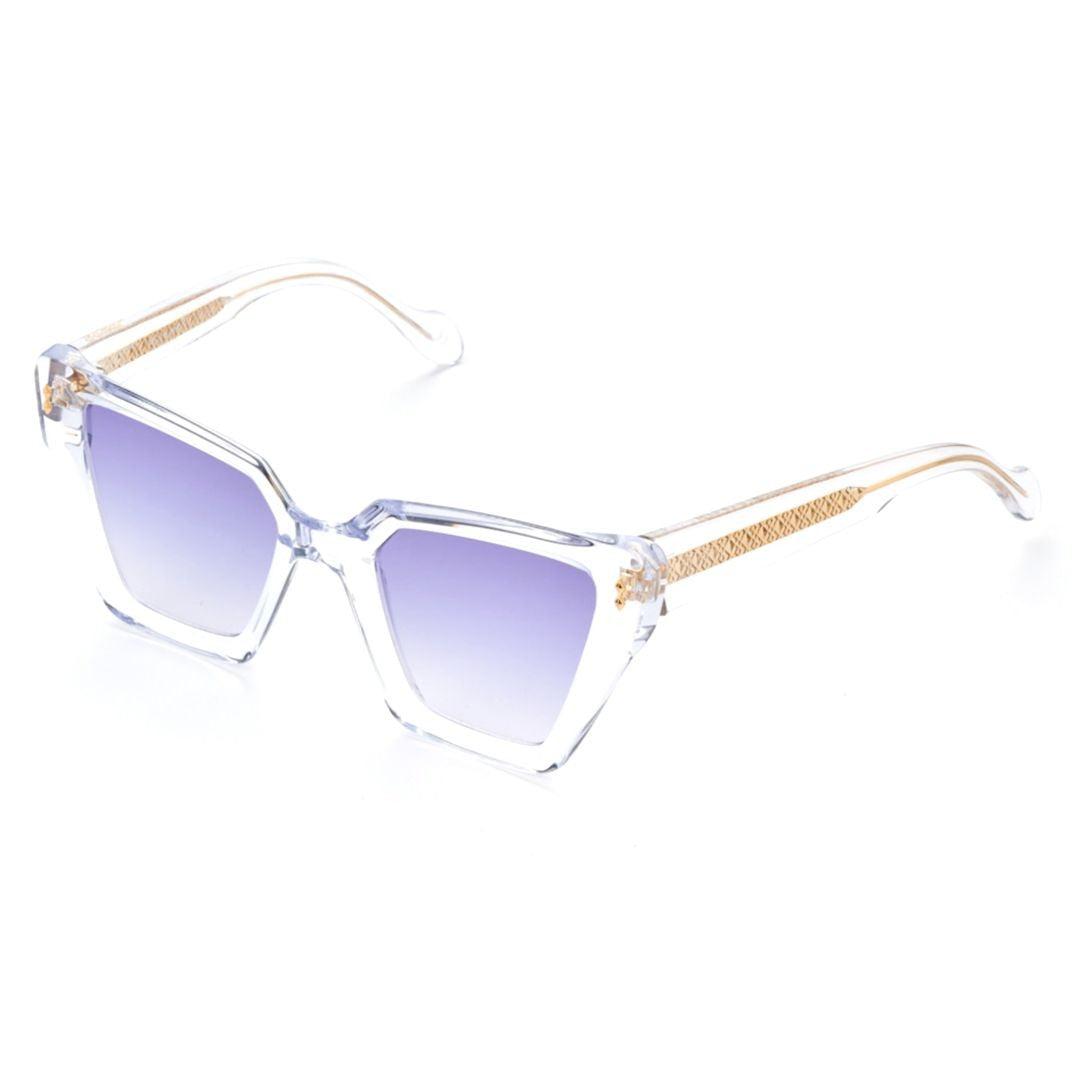 Kador Vanessa Glamour Geometric Cat-Eye Sunglasses With Gold Textured Temples