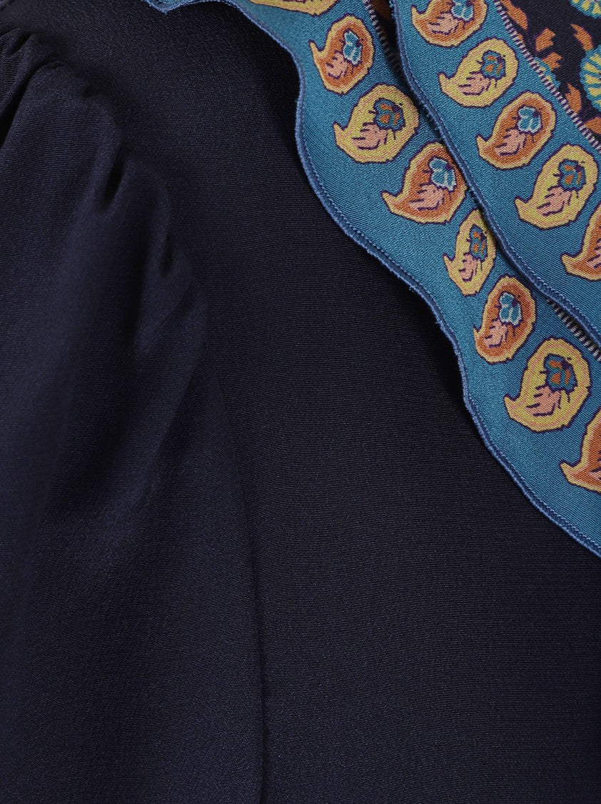 Etro Intricately Patterned Silk Blouse With Ruffled Collar