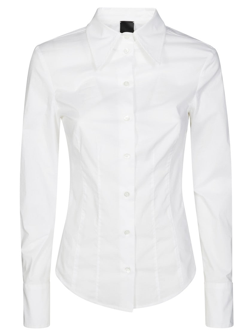 Pinko Tailored White Poplin Shirt With Corset Effect