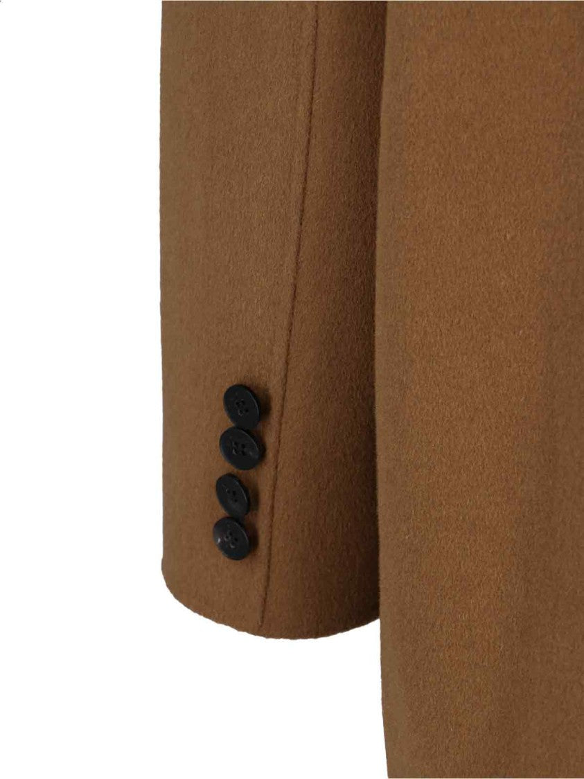 The Frankie Shop Double-Breasted Wool Blend Coat With Classic Lapel
