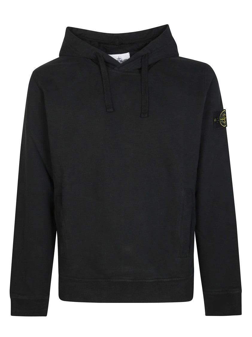 Stone Island Black Hoodie With Subtle Logo Patch