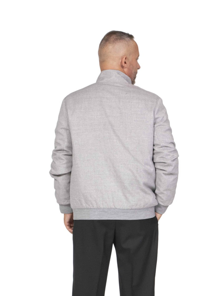 Duno Grey Stand-Up Collar Bomber Jacket