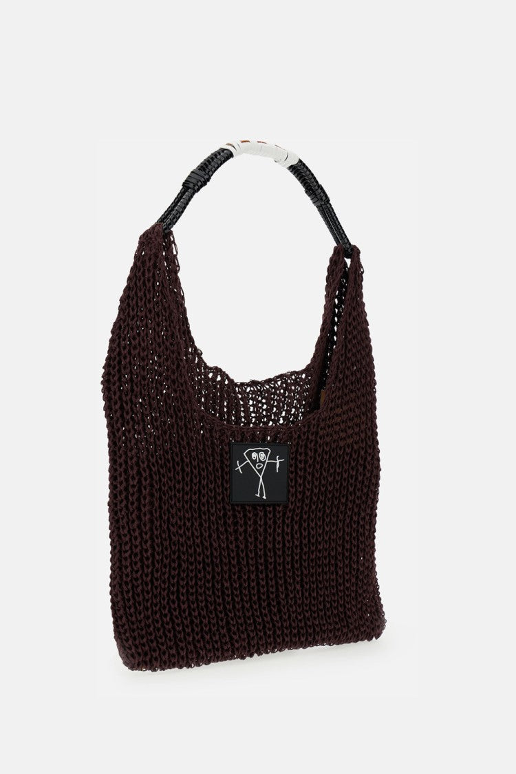 Plan C Brown Mesh Shopper Bag