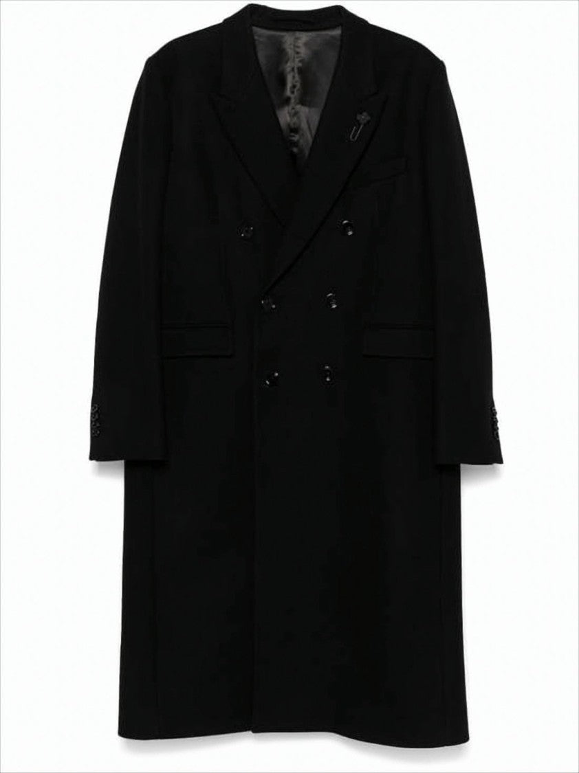 Lardini Classic Double-Breasted Coat With Tailored Silhouette