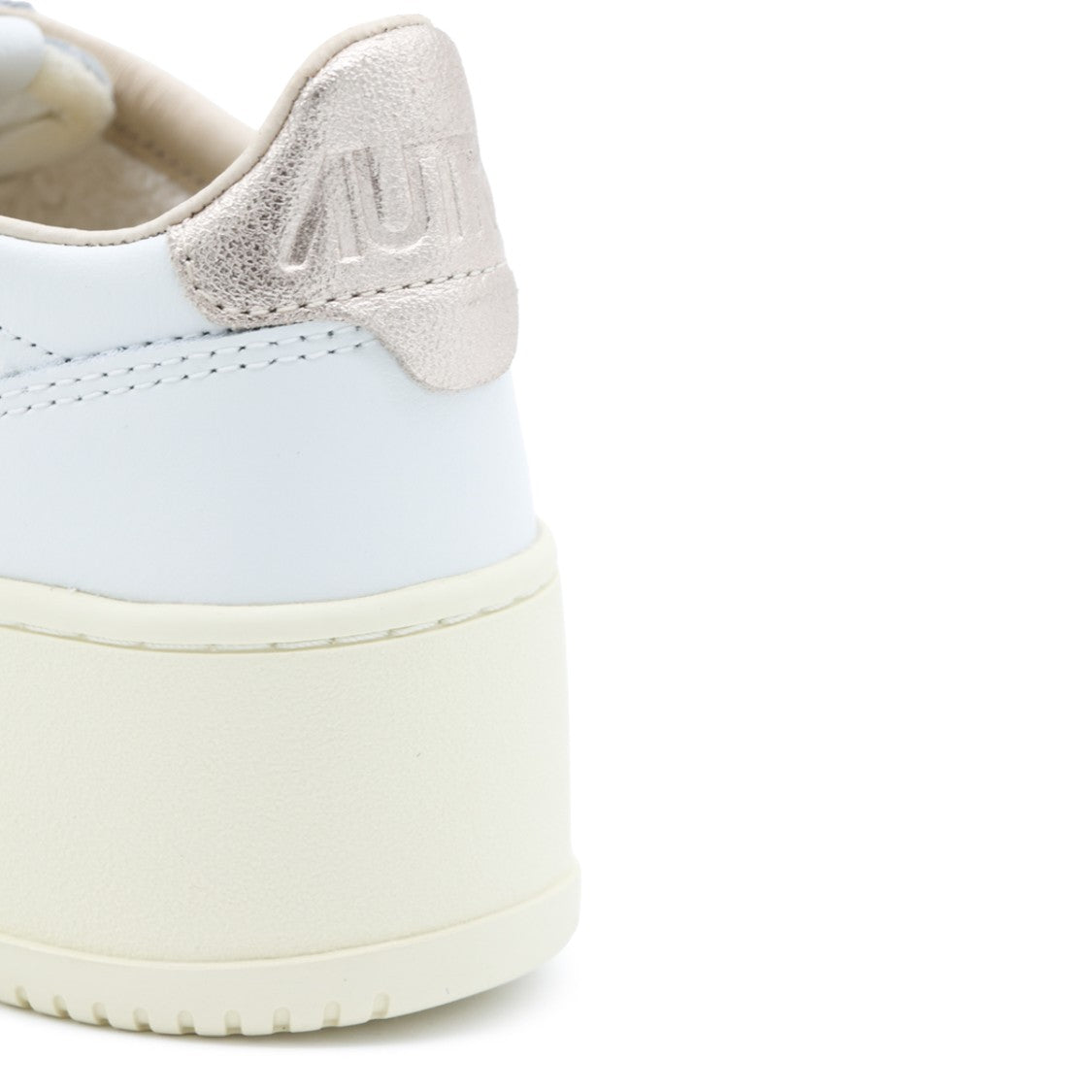 Autry White Leather Sneakers With Light Gold Accents