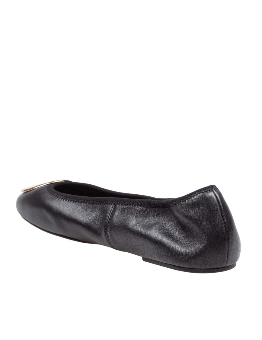 Tory Burch Reva Travel Nappa Leather Ballerina Flats, Black