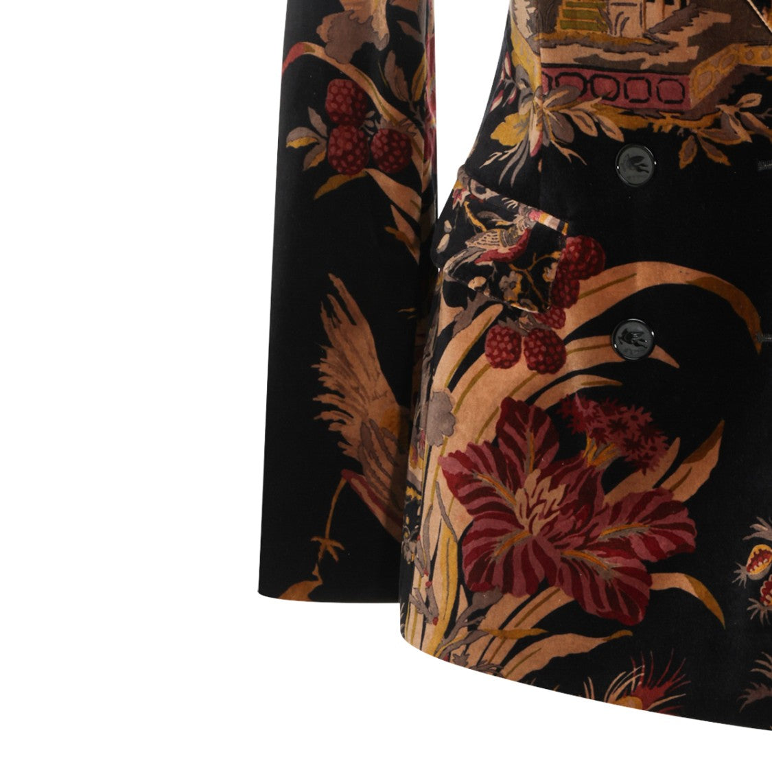 Etro Floral Pattern Double Breasted Blazer With Tailored Silhouette