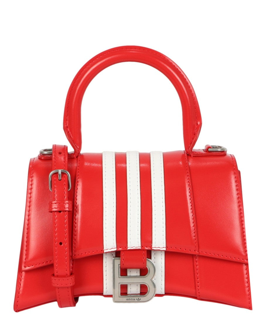 Balenciaga Hourglass-Structured Striped Shoulder Bag With Silver Accents