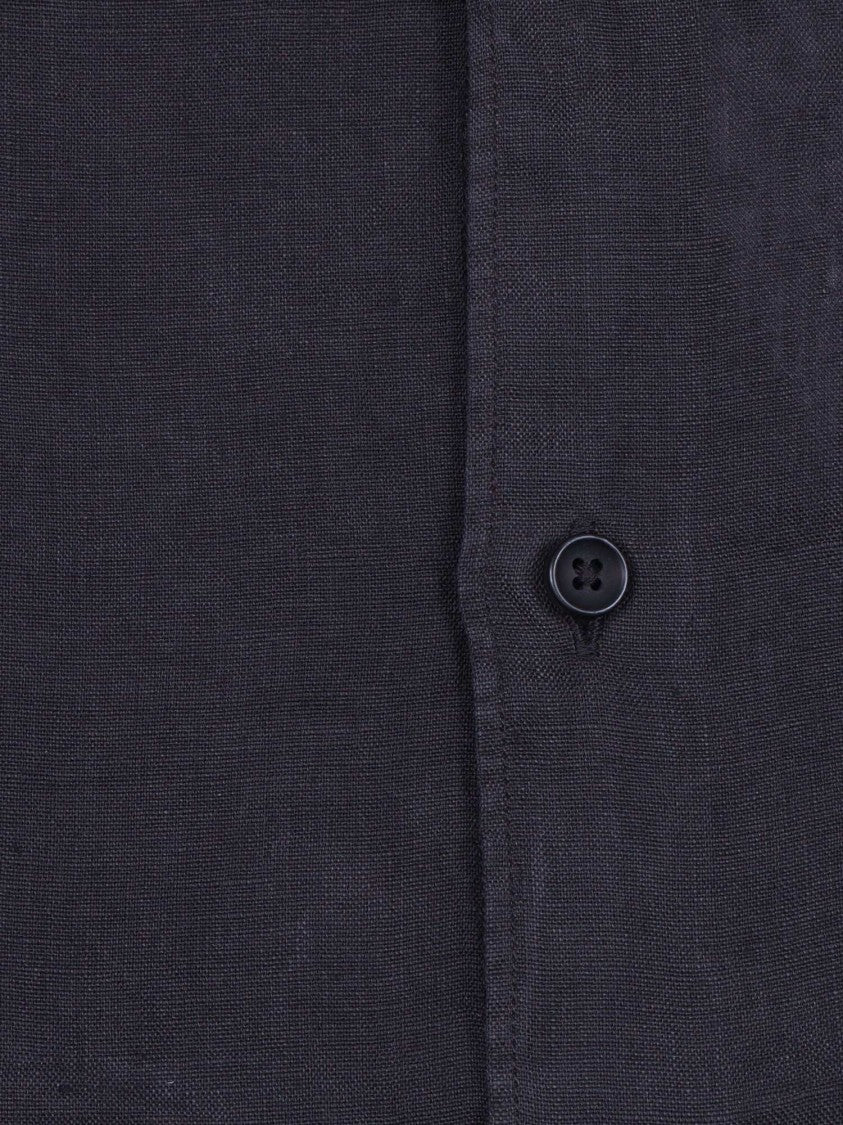 Xacus Black Camicia Minimalist Linen Shirt