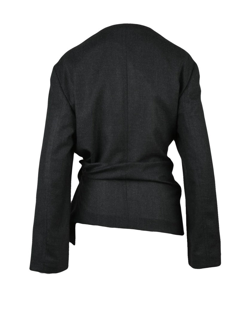 Alberta Ferretti Grey Virgin Wool Asymmetric Jacket