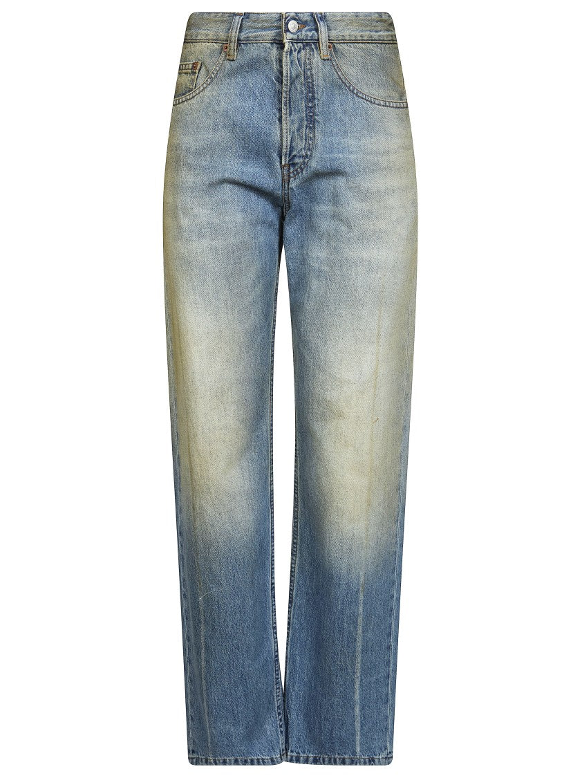 Mm6 By Maison Margiela Faded Vintage Wash Five Pocket Jeans