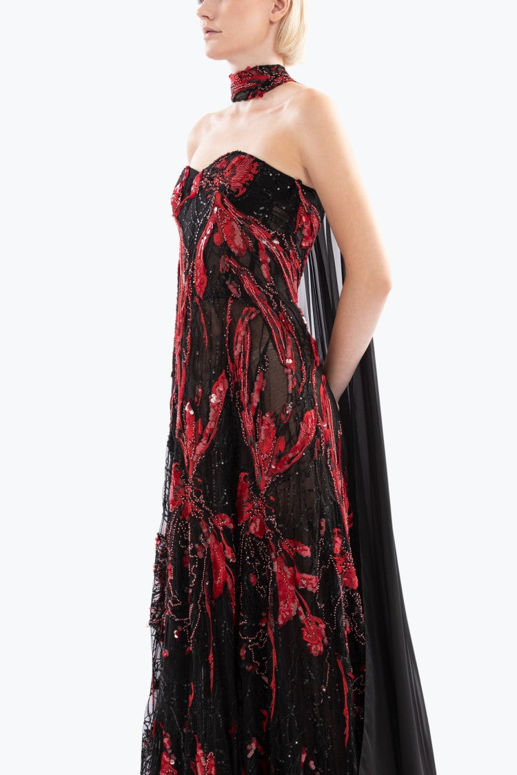 Saiid Kobeisy Embroidered Strapless Dress