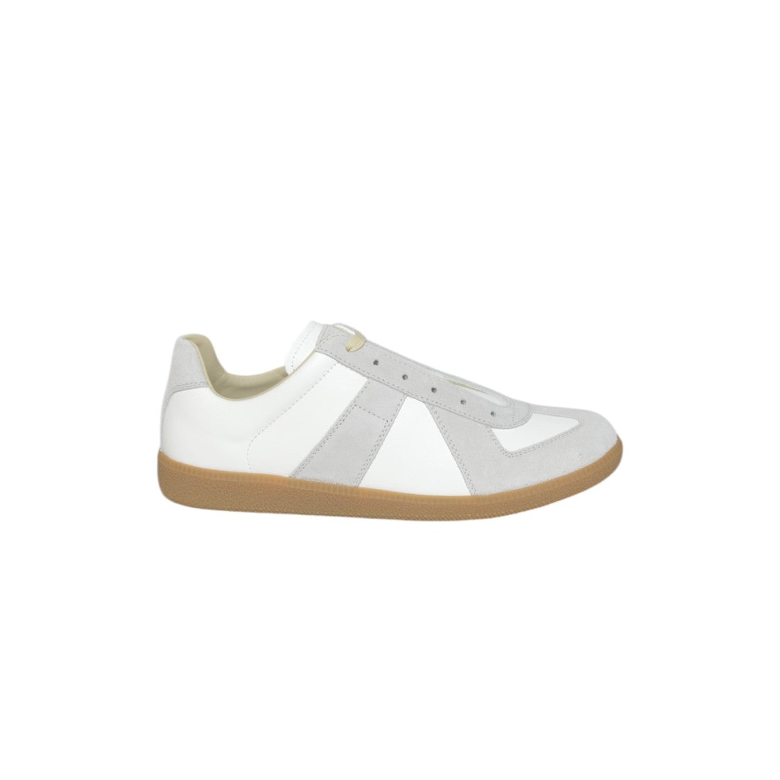 Maison Margiela Minimalist White Sneakers With Suede And Smooth Leather Panels