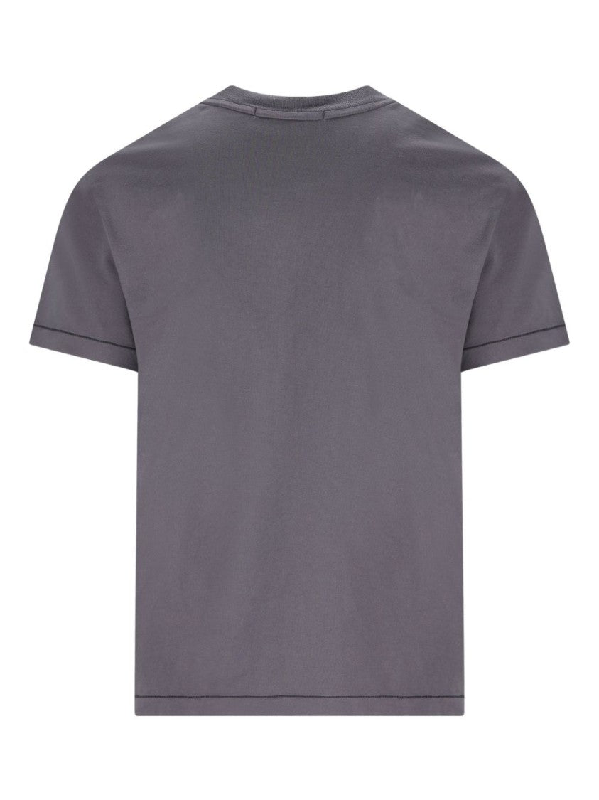 Stone Island Classic Fit Grey T-Shirt With Iconic Brand Logo