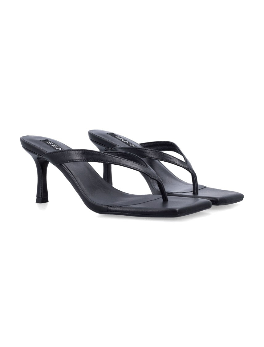 Senso Square Toe Thong Sandals With Flared Kitten Heel