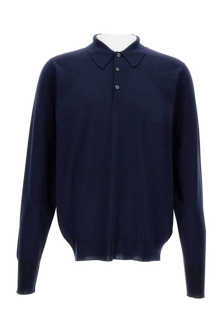 John Smedley Long-Sleeved Polo In Extra-Fine Merino Wool