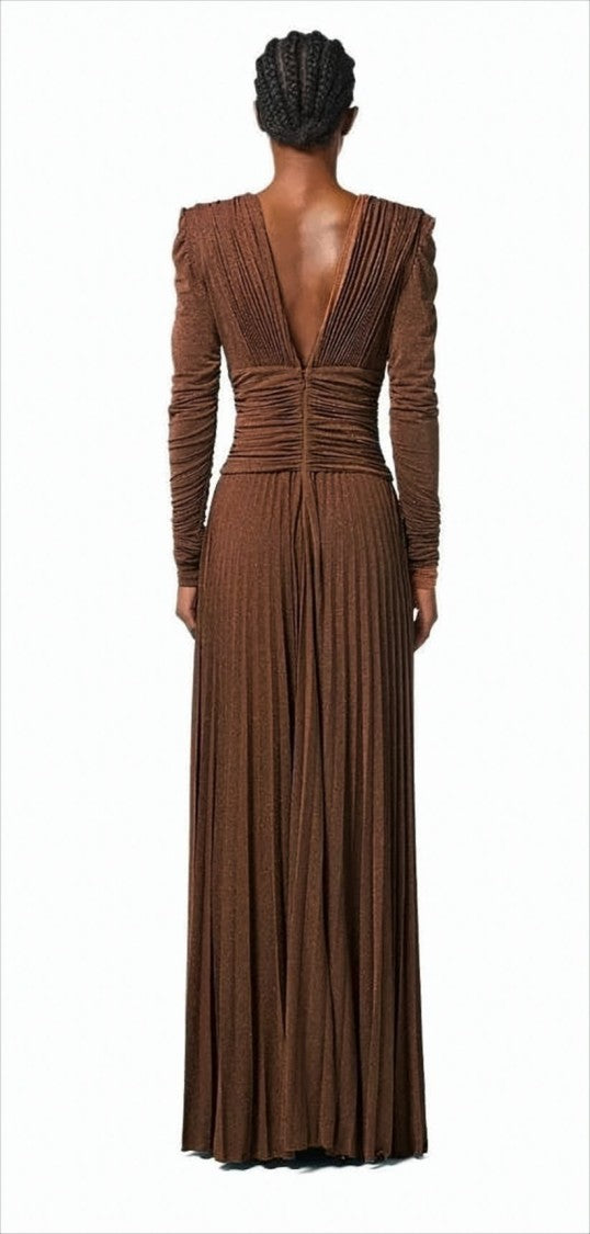 Elisabetta Franchi Maxi Dress With Pleated Skirt