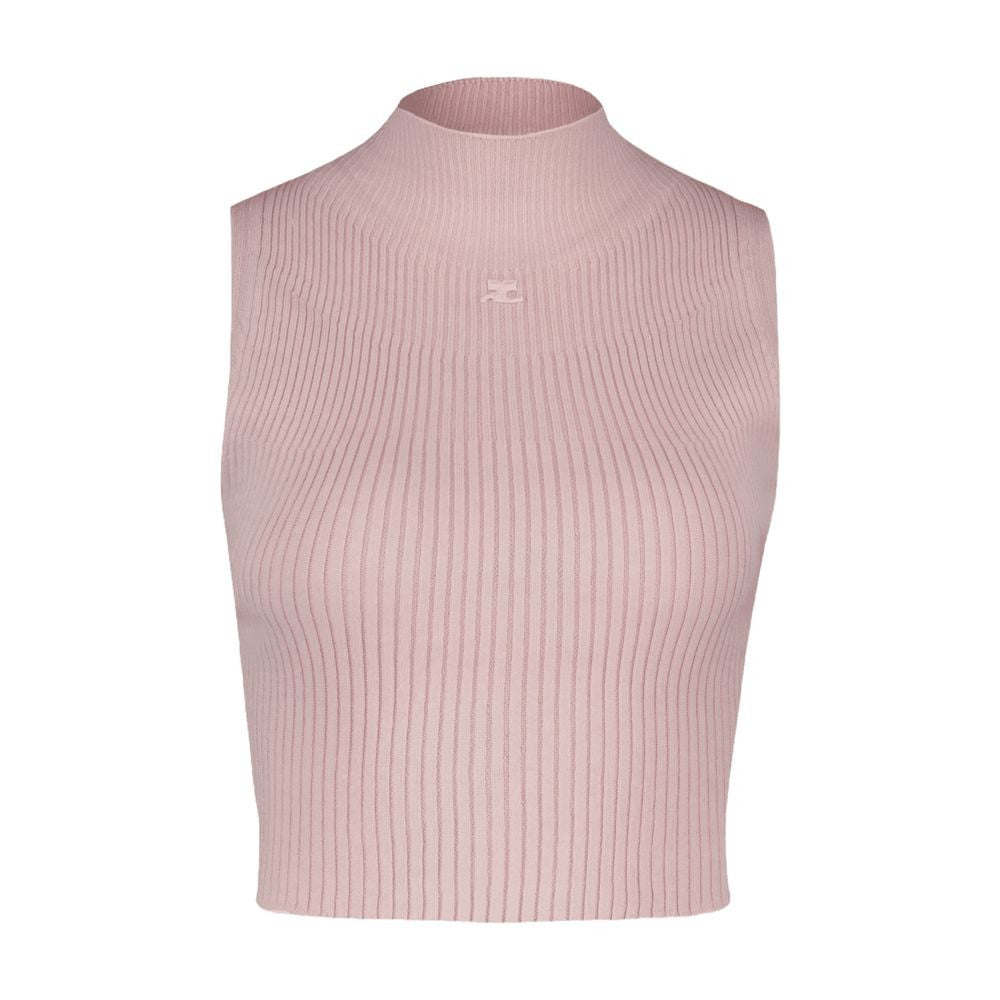 Courrèges Mockneck T-Shirt - Cotton - Pink