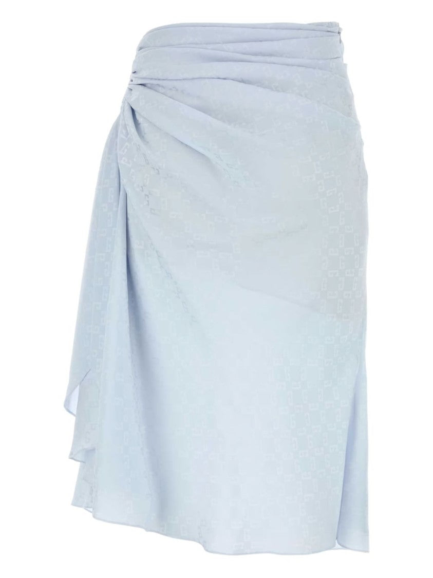 Givenchy Light Blue Draped Flared Hem Skirt