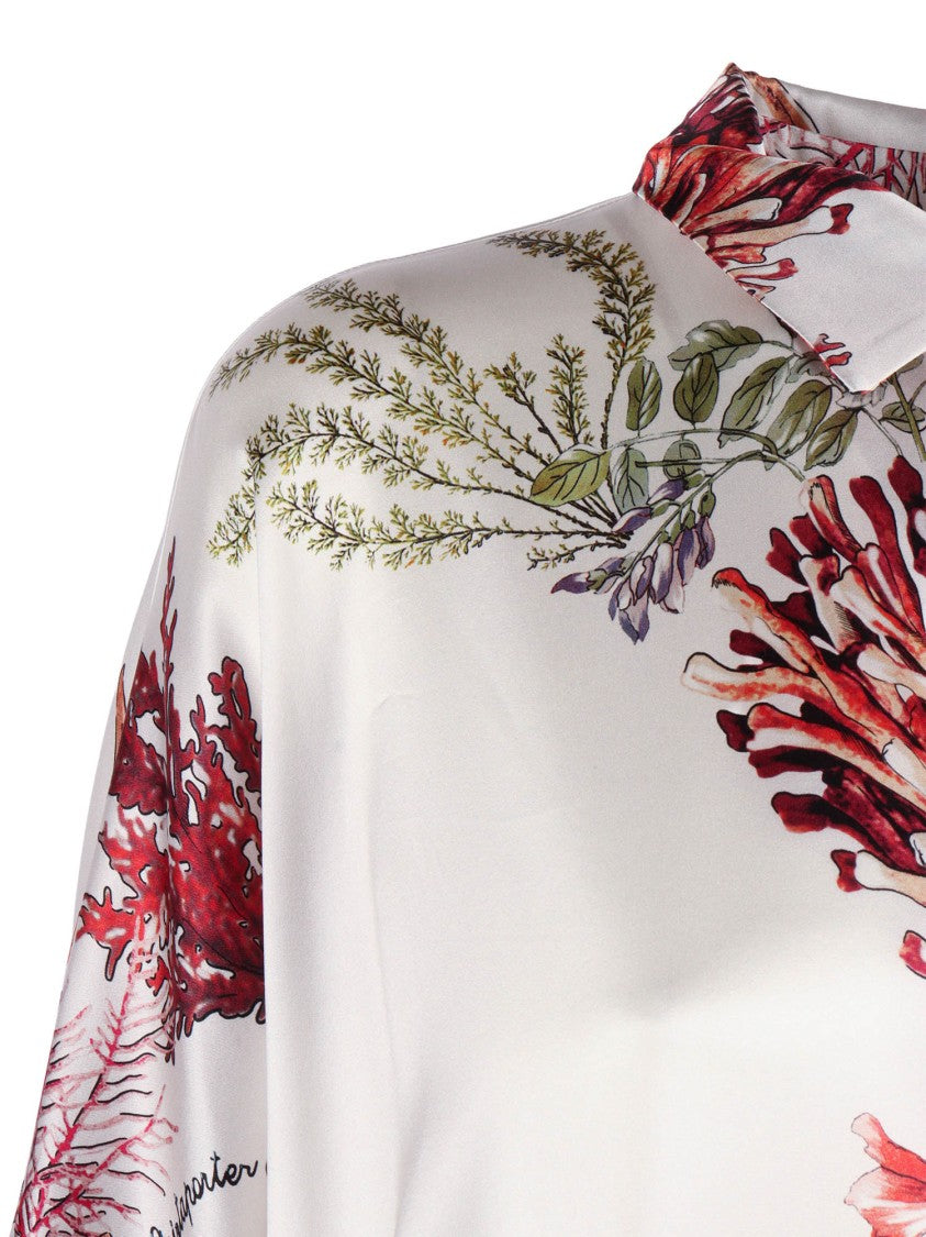 Shirt A Porter Botanical Print Silk Caftan Maxi Dress