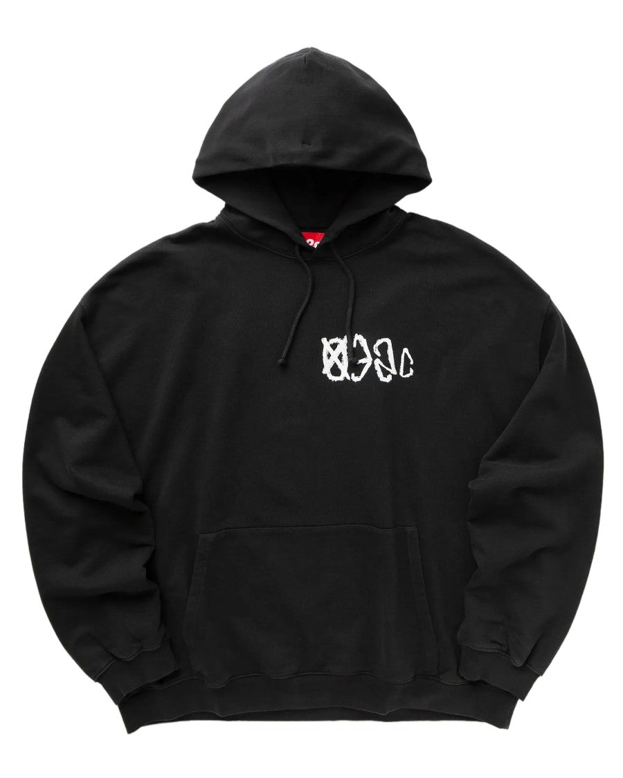 032C Faded Black Sos Bubble Cotton Hoodie